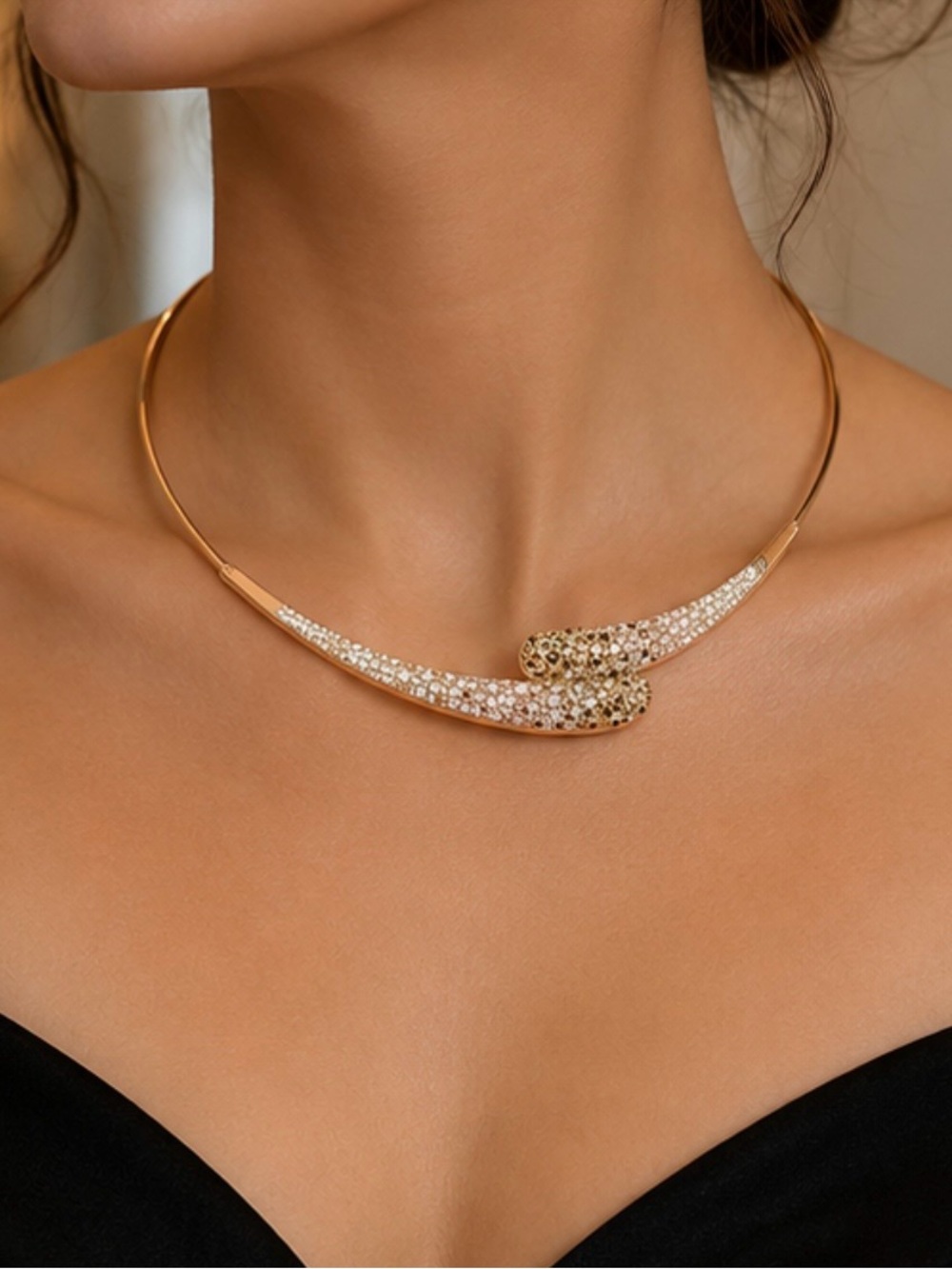 Authentic Swarovski Retired Crystal Statement Necklace Rose Gold Tone